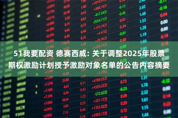 51我要配资 德赛西威: 关于调整2025年股票期权激励计划授予激励对象名单的公告内容摘要