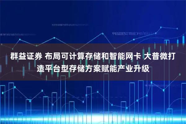 群益证券 布局可计算存储和智能网卡 大普微打造平台型存储方案赋能产业升级