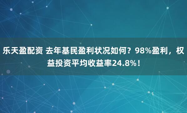 乐天盈配资 去年基民盈利状况如何？98%盈利，权益投资平均收益率24.8%！